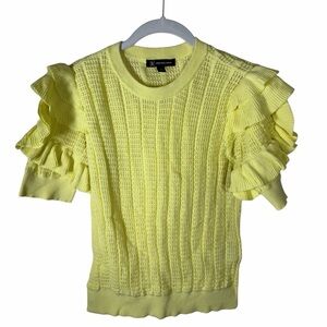 INC International Concepts Yellow Ruffle Sleeve Knit Top